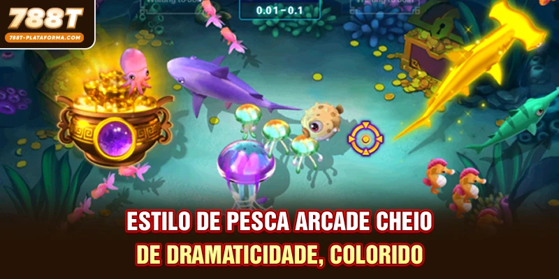 Estilo de pesca arcade cheio de dramaticidade, colorido