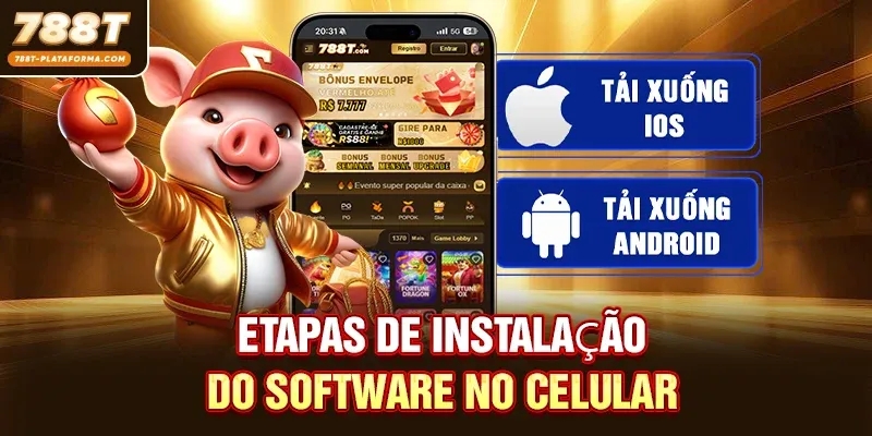 Etapas de instalação do software no celular